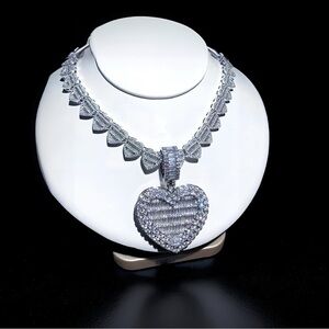 Silver Heart locket Pendant Necklace 16inch